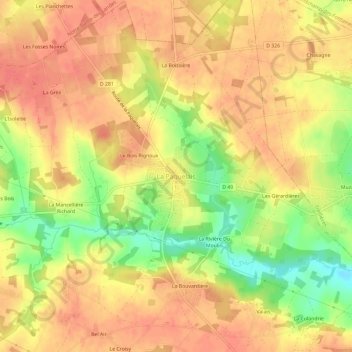 La Paquelais topographic map, elevation, terrain