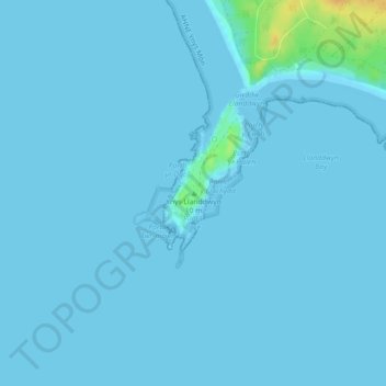 Ynys Llanddwyn topographic map, elevation, terrain