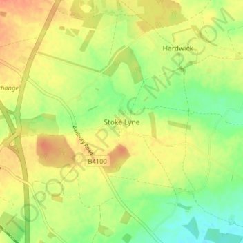 Stoke Lyne topographic map, elevation, terrain