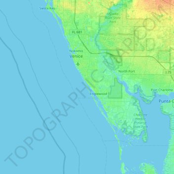 Manasota Key topographic map, elevation, terrain