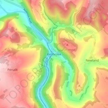 Redbrook topographic map, elevation, terrain