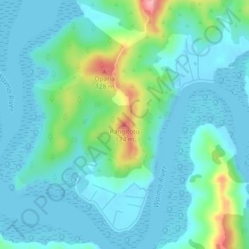 Rangitoto topographic map, elevation, terrain