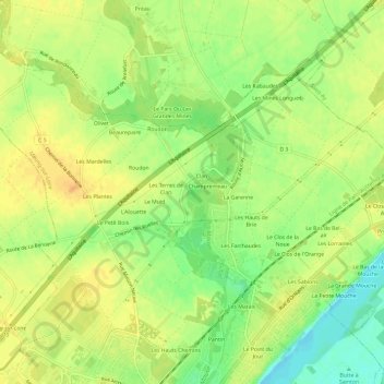 Prés de Clan topographic map, elevation, terrain