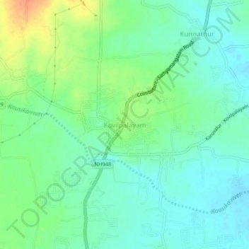 Kovilpalayam topographic map, elevation, terrain