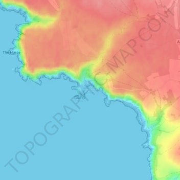 Kynance Cove topographic map, elevation, terrain