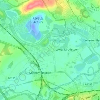 Methley topographic map, elevation, terrain