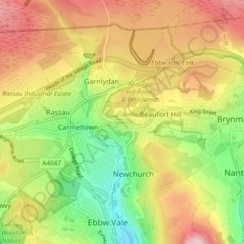 Beaufort topographic map, elevation, terrain