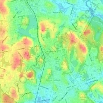 Greenwood topographic map, elevation, terrain