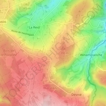 Les Cours topographic map, elevation, terrain