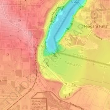 Horseshoe Falls topographic map, elevation, terrain