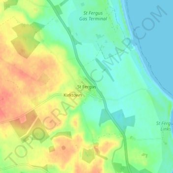 St Fergus topographic map, elevation, terrain