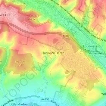 Flackwell Heath topographic map, elevation, terrain