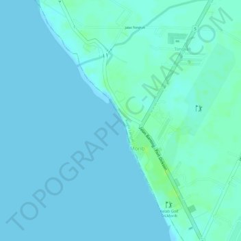 Pantai Morib topographic map, elevation, terrain