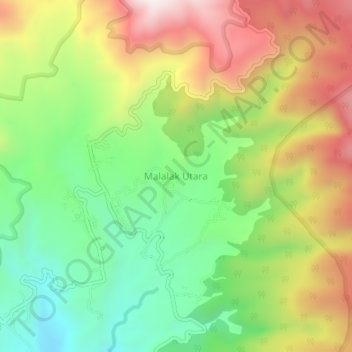 Malalak Utara topographic map, elevation, terrain