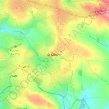 St Minver topographic map, elevation, terrain