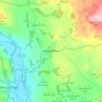 Balmaclellan topographic map, elevation, terrain