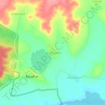 Navrangpura topographic map, elevation, terrain
