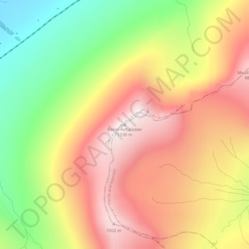 Beinn Achaladair topographic map, elevation, terrain