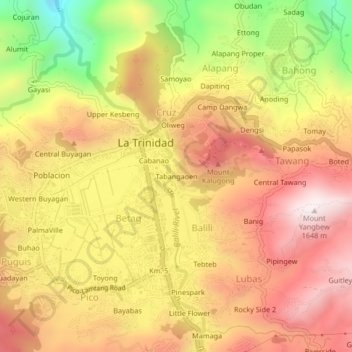 Tabangaoen topographic map, elevation, terrain
