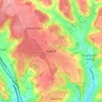 Naphill topographic map, elevation, terrain