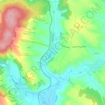 Hautzendorf topographic map, elevation, terrain