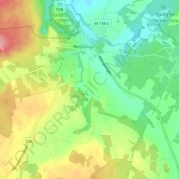 Röstångamölla topographic map, elevation, terrain
