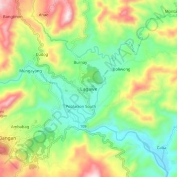 Lagawe topographic map, elevation, terrain