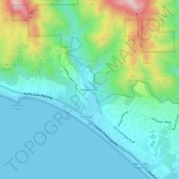 Malibu West topographic map, elevation, terrain