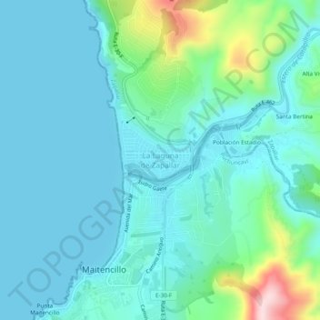 La Laguna de Zapallar topographic map, elevation, terrain