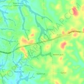 Gbanta topographic map, elevation, terrain