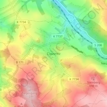 Clausnitz topographic map, elevation, terrain