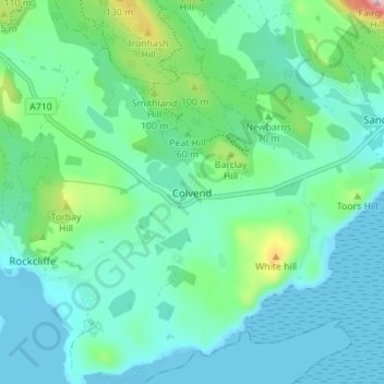 Colvend topographic map, elevation, terrain