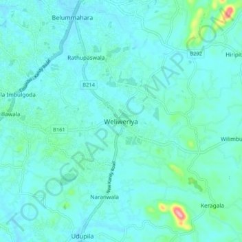 Weliweriya topographic map, elevation, terrain