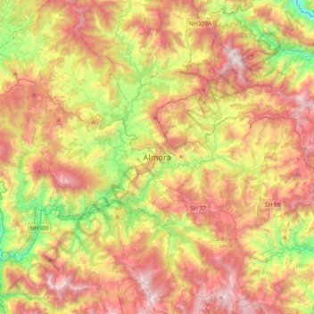 Almora topographic map, elevation, terrain