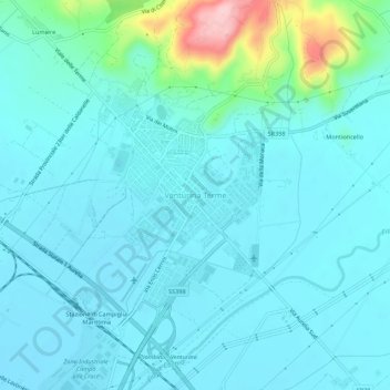 Venturina Terme topographic map, elevation, terrain