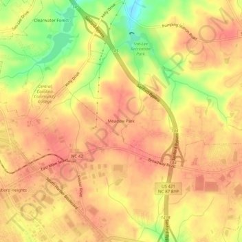 Meadow Park topographic map, elevation, terrain