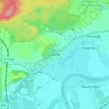 Garche topographic map, elevation, terrain