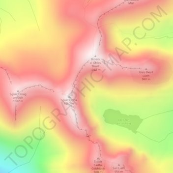 An Teallach topographic map, elevation, terrain