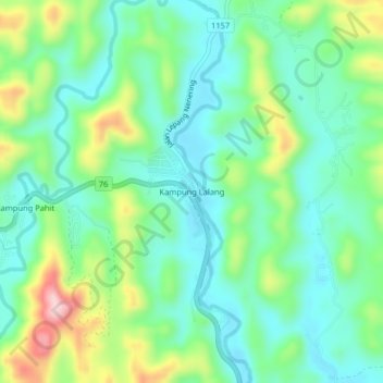 Kampung Lalang topographic map, elevation, terrain