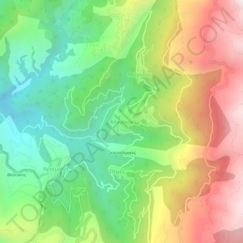 Αλαγονία topographic map, elevation, terrain