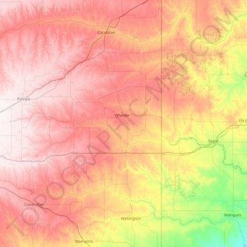 Wheeler topographic map, elevation, terrain