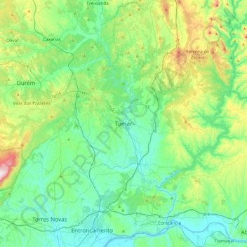 Tomar topographic map, elevation, terrain