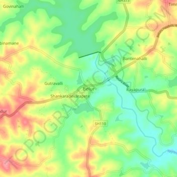 Belur topographic map, elevation, terrain