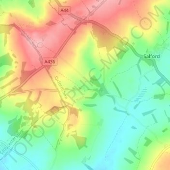 Cornwell topographic map, elevation, terrain