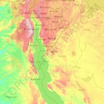 Kigoma topographic map, elevation, terrain