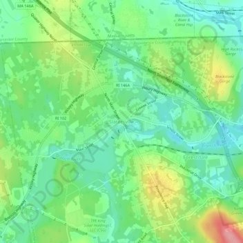 Slatersville topographic map, elevation, terrain