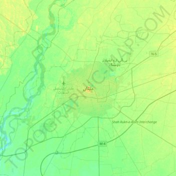 Multan topographic map, elevation, terrain
