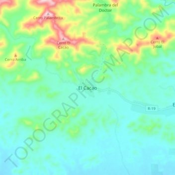 El Cacao topographic map, elevation, terrain