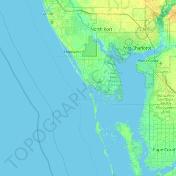 Little Gasparilla Island topographic map, elevation, terrain