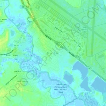 Dover Base topographic map, elevation, terrain